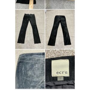 Ecru Leather Straight Leg Pants Women sz 6 black 100% leather half Lined trouser